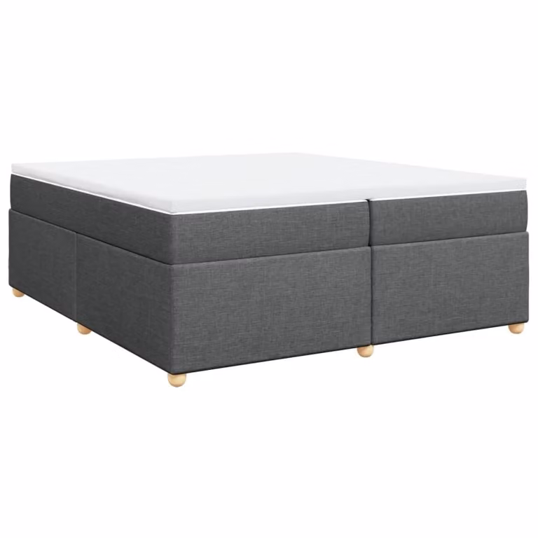 Giroletto a Molle con Materasso Grigio Scuro 200x200 cm Tessuto