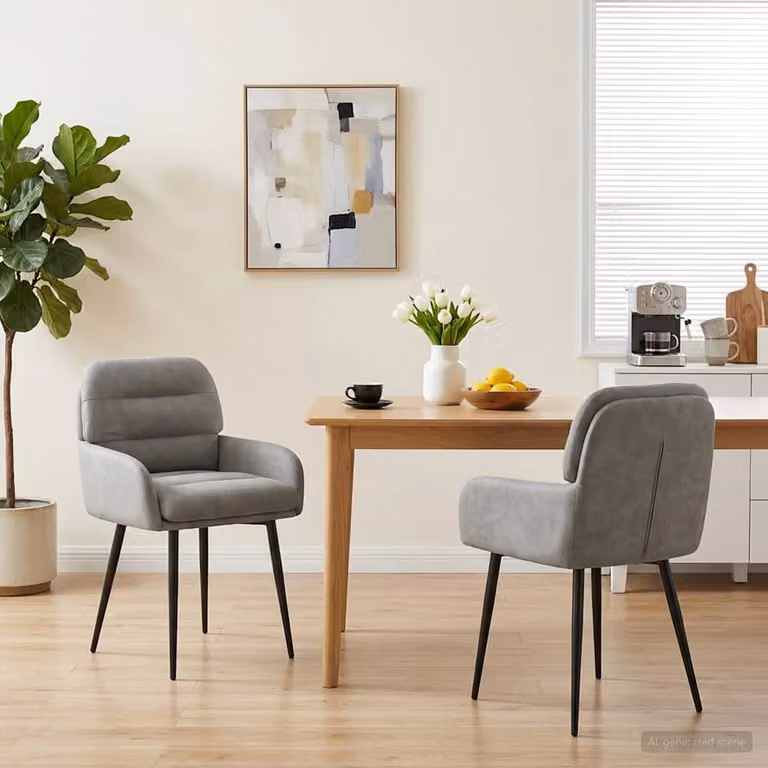 Set di 2 sedie da pranzo vidaXL in velluto grigio con design moderno L/P/H: 59 x 59,5 x 90 cm