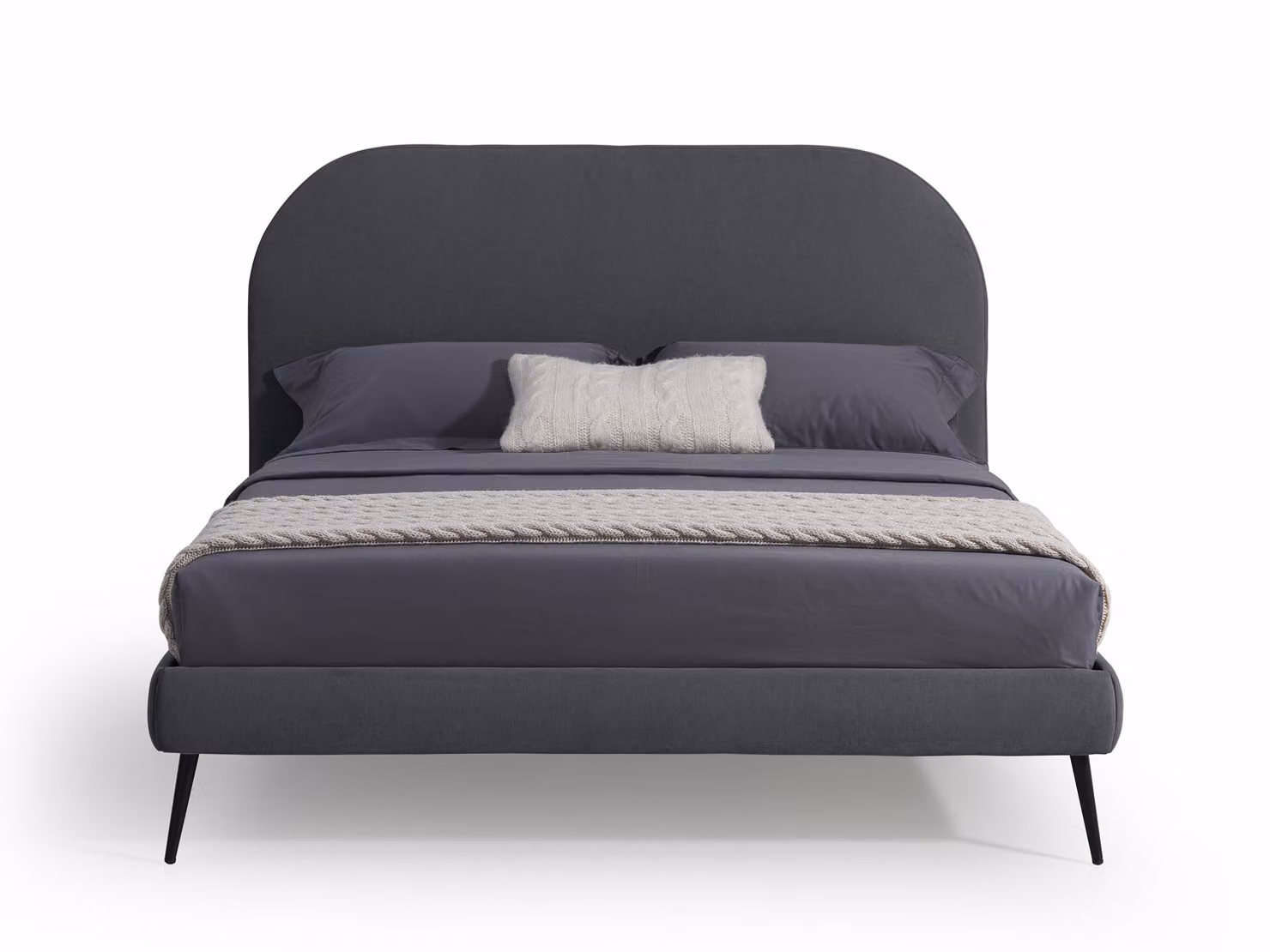 Letto Matrimoniale in Tessuto Imbottito SYDNEY Grigio scuro