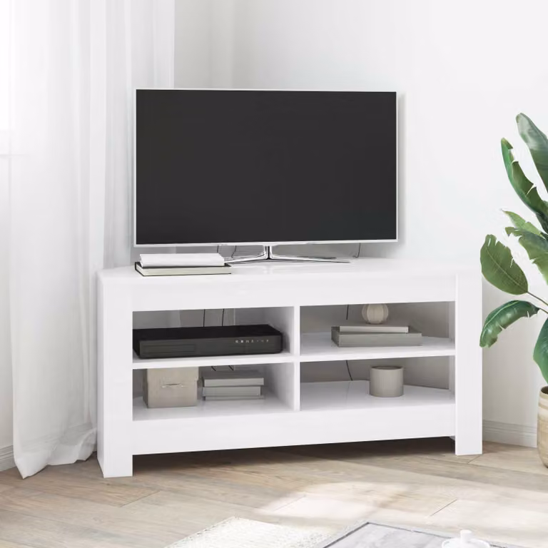 Mobile TV angolare moderno vidaXL in legno ingegnerizzato bianco L/P/H: 102 x 41 x 50 cm