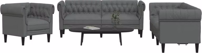 Maison Exclusive - Set divano 3 pezzi in tessuto grigio scuro
