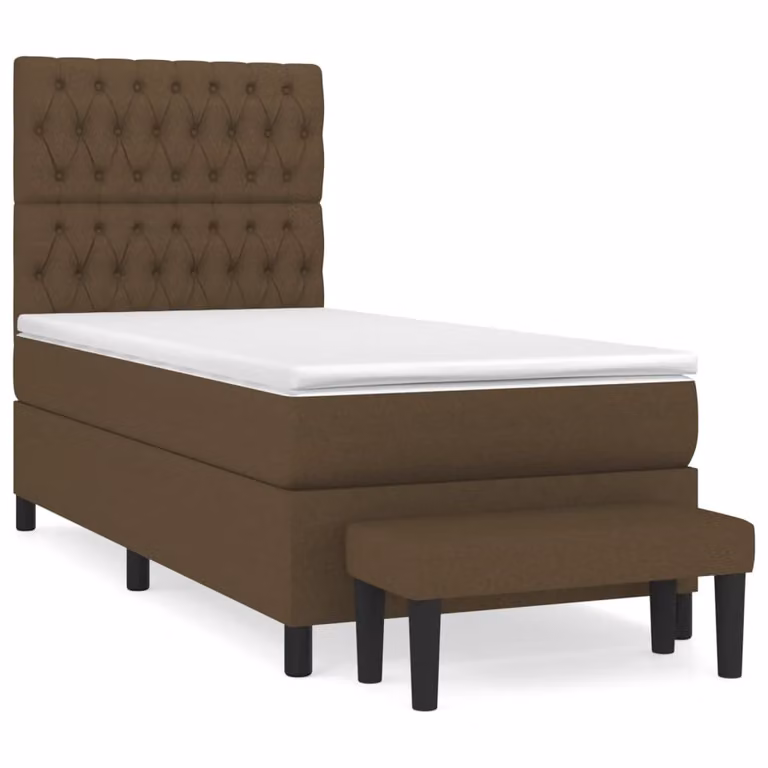 Giroletto a Molle con Materasso Marrone Scuro 90x190cm Tessuto