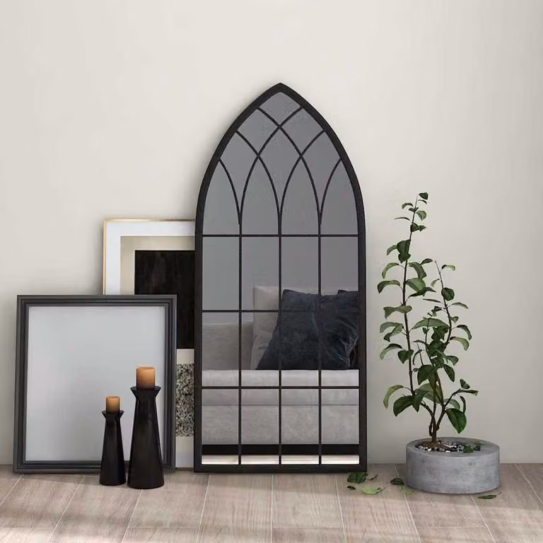 Specchio da parete rettangolare vidaXL in metallo e vetro, colore nero, L: 100 cm, P: 45 cm