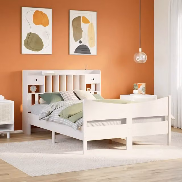 Giroletto senza Materasso Bianco 160x200 cm Legno Massello Pino 3323372