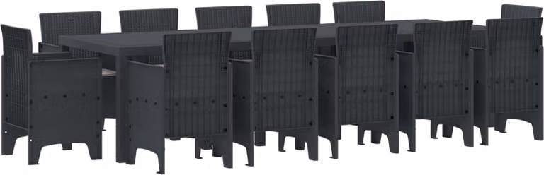 Set da Pranzo per Giardino 13 pcs Antracite Rattan sintetico