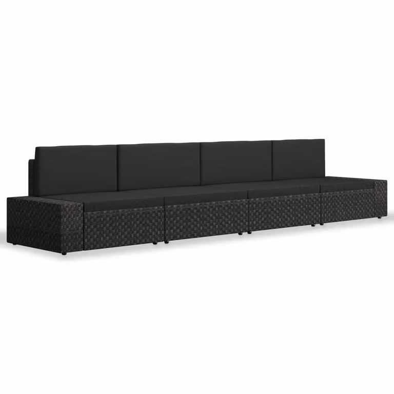 vidaXL set salotto da giardino 4 pezzi in polirattan nero
