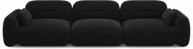 Divano modulare Sydney Cosmopolitan Design a 4 posti in velluto nero L: 320 cm, P: 109 cm, H: 70 cm – 1