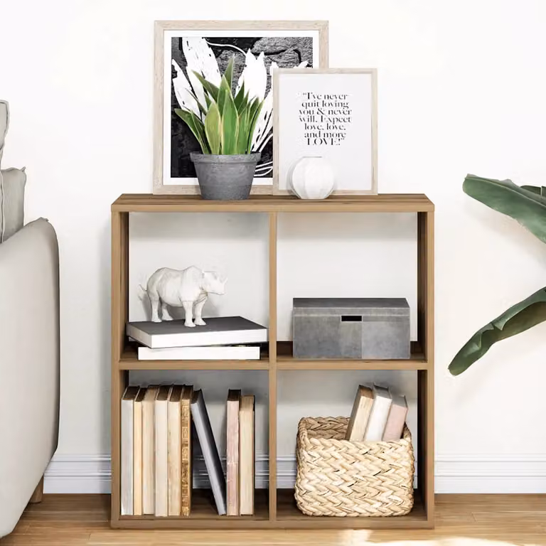 Libreria Divisorio Moderna vidaXL in MDF Marrone con Design Geometrico L: 69,5 cm, P: 29 cm, H: 69,5 cm