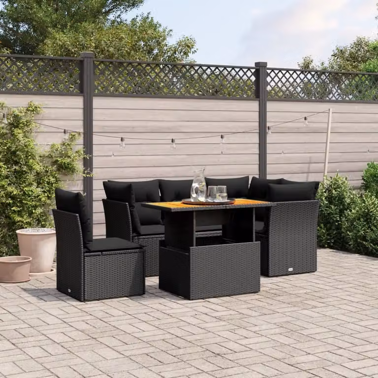 Maison Exclusive - Set Divani da Giardino 5 pz con Cuscini in Polyrattan Nero