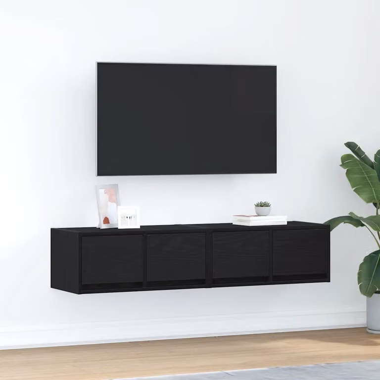 Set di 2 mobili TV sospesi vidaXL in legno nero opaco, L 60 cm x P 31 cm x H 25,5 cm