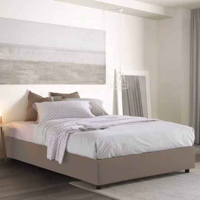 Letto Matrimoniale Annibale, Letto Matrimoniale Sfoderabile Made in Italy, Grigio Tortora