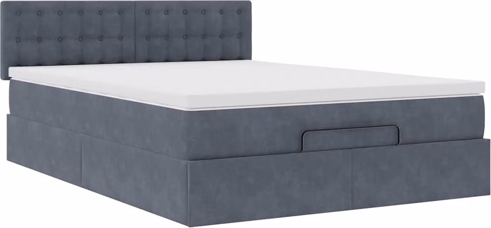 Struttura Letto Pouf con Materasso 140x190 cm Velluto