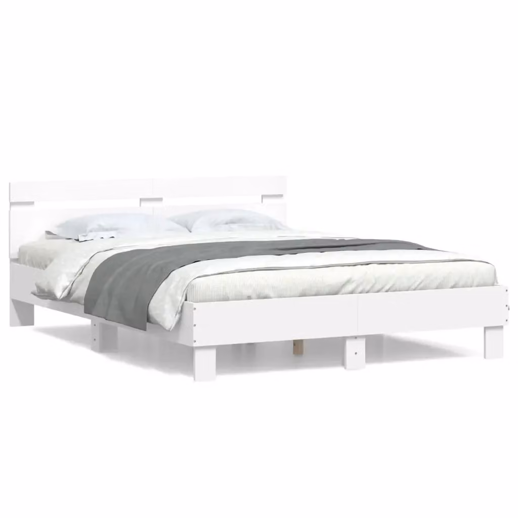 Letto con Testiera vidaXL in Legno Multistrato Bianco L/P/H: 140 x 200 x 70 cm – 2