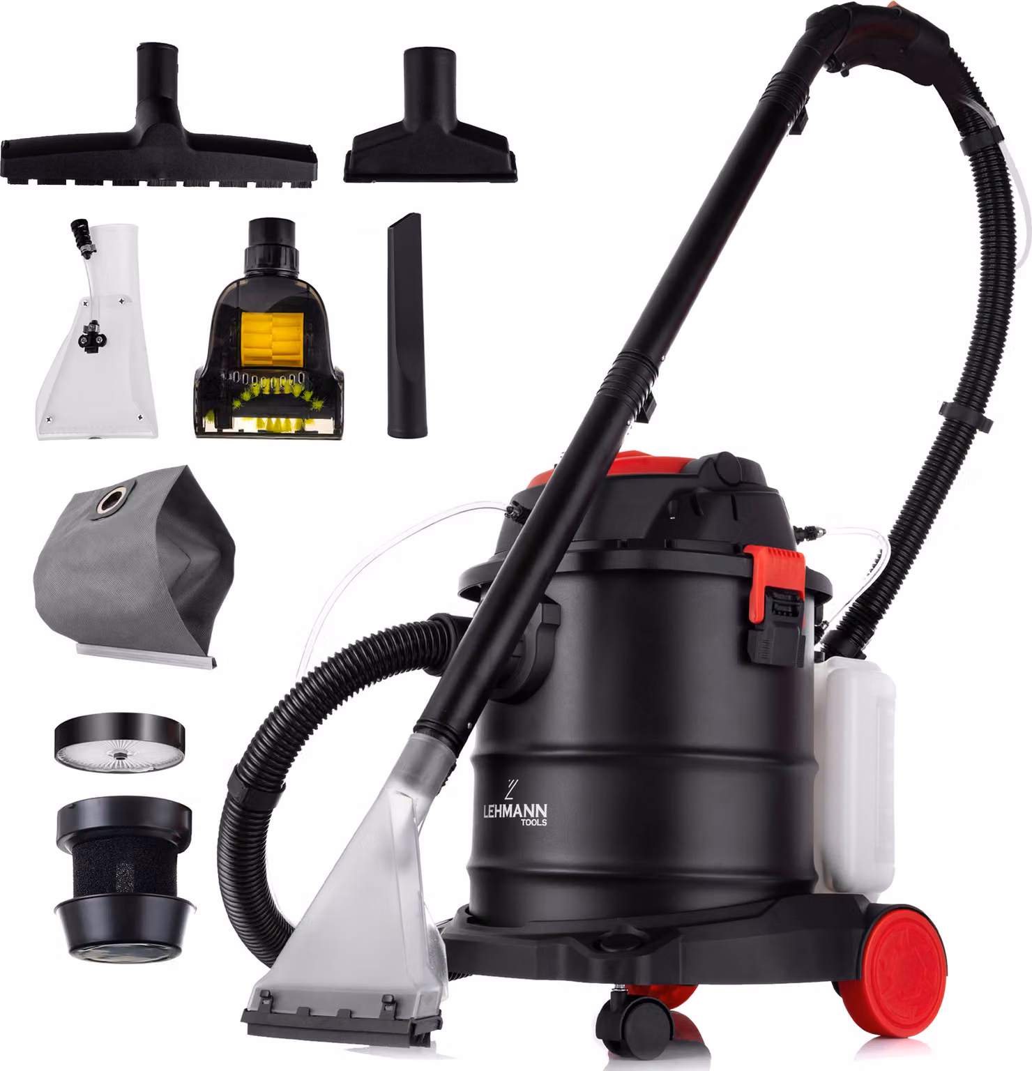Lehmann Ultrawash All-in-One 2000, aspirapolvere per tappeti e mobili imbottiti, aspirapolvere a umido/secco con contenitore da 20 litri e accessori