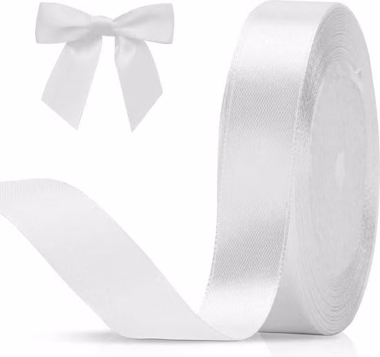 Nastro decorativo in raso, 20 mm, 22 m, bianco