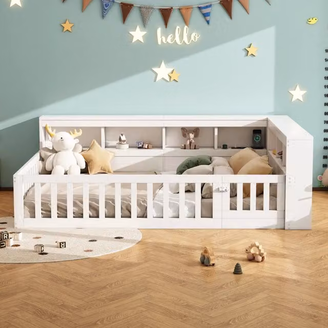 Letto Mivray Bianco con Vano Laterale, Presa USB e Rete a Doglie, L/P/H: 140 x 200 x 63 cm