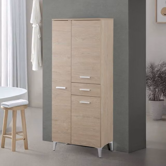Colonna bagno a terra Desya in rovere dolomite con 2 ante e cassetto, H: 153,5 cm, L: 60 cm