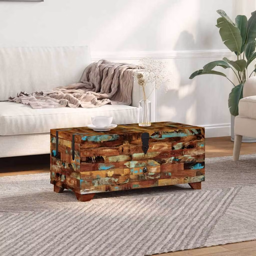 Maison Exclusive - Tavolino a cassettone in legno massello di recupero 80x40x35 cm