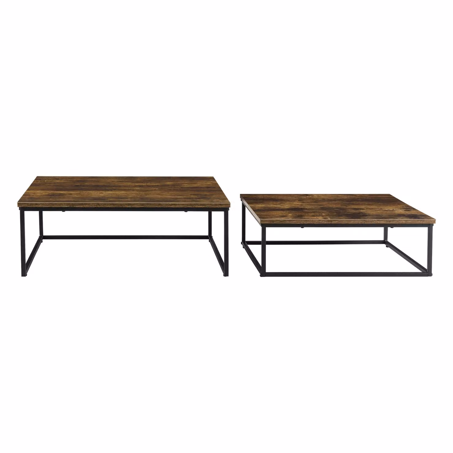 In And OutdoorMatch tavolino Ashton - Set di 2 - Colori nero e legno - Truciolare e acciaio - Design moderno