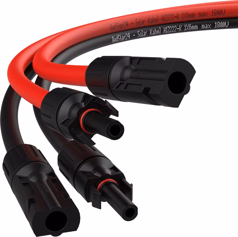 RedStar24 Cavo solare di prolunga 4mm² 20m - - resistente ai raggi UV, cavo fotovoltaico, cavo PV, cavo di prolunga solare IP68 per pannello solare
