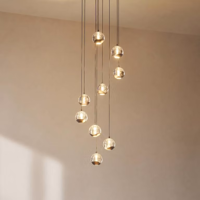 Lampada a sospensione in vetro Hayley Lucande, Chiaro / Trasparente, Soggiorno / Sala da pranzo, Vetro, Moderno, Lampada a sospensione