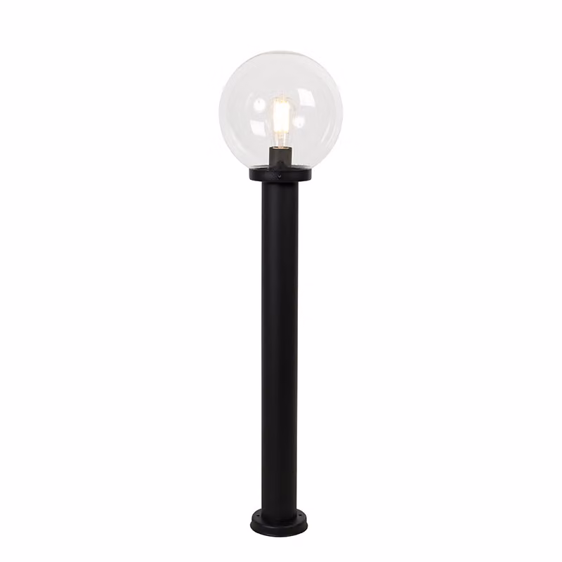 Lampada da esterno nera con sfera trasparente, 100 cm, IP44, Sfera