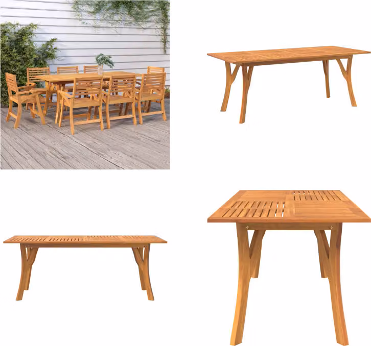 vidaXL Tavolo da giardino 200x90x75 cm in legno massiccio di acacia - Tavolo da giardino - Tavoli da giardino - Mobili da giardino - Tavolo da pranzo