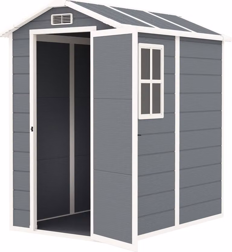 Casetta per attrezzi 2,1 m², casetta da giardino impermeabile con tetto a falda obliqua, 131x186x198/172 cm, casetta per attrezzi con porta chiudibile a chiave, garage per biciclette con finestra, mobiletto da giardino in alluminio, per cortile, giardino