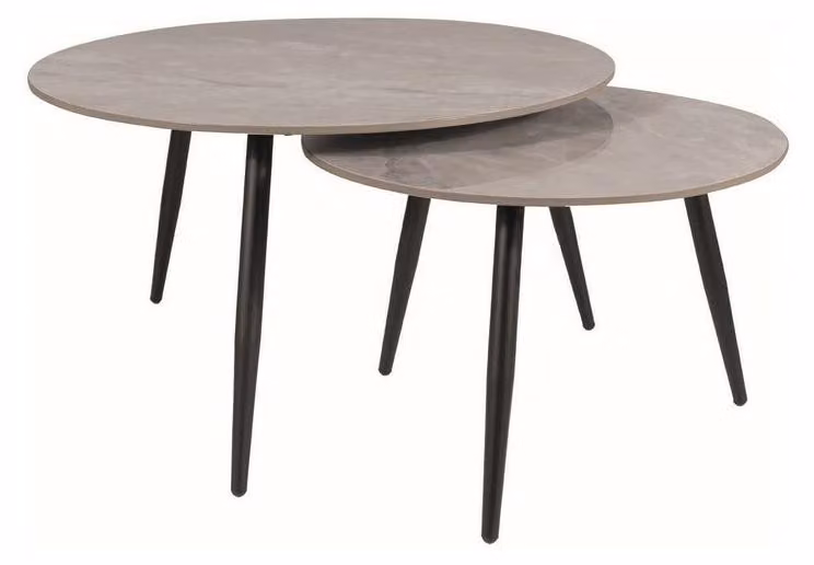 FURNLUX Tavolino Kora, grigio e nero, 80 cm (2 pezzi) / Colore principale: / Dimensioni: