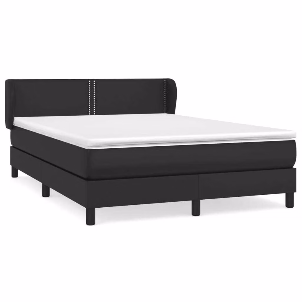 Giroletto a Molle con Materasso Nero 140x200 cm in Pelle finta