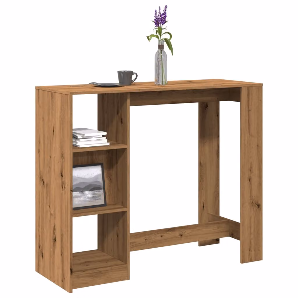 vidaXL Tavolo Bar Moderno con Ripiano in Rovere e Struttura in Multistrato, L: 124 cm, P: 46 cm, H: 103,5 cm