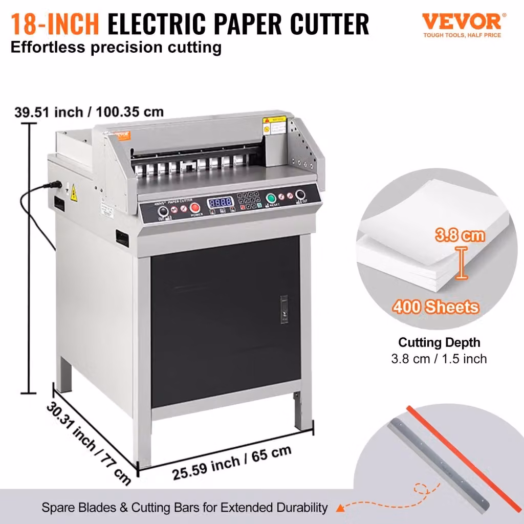 Taglierina Elettrica per Carta e Cartone 450VS+ Professionals Colore Silver con Display LCD e Guida Infrarossi, Spessore 40 mm e Taglio da 50 a 450 mm – 2