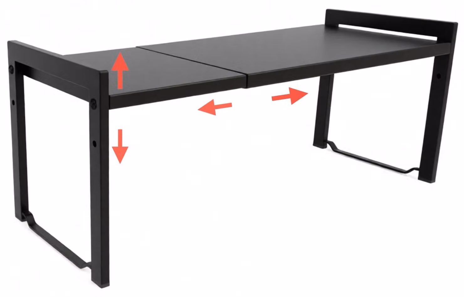 Scaffale estensibile, nero, da 35 a 66 cm