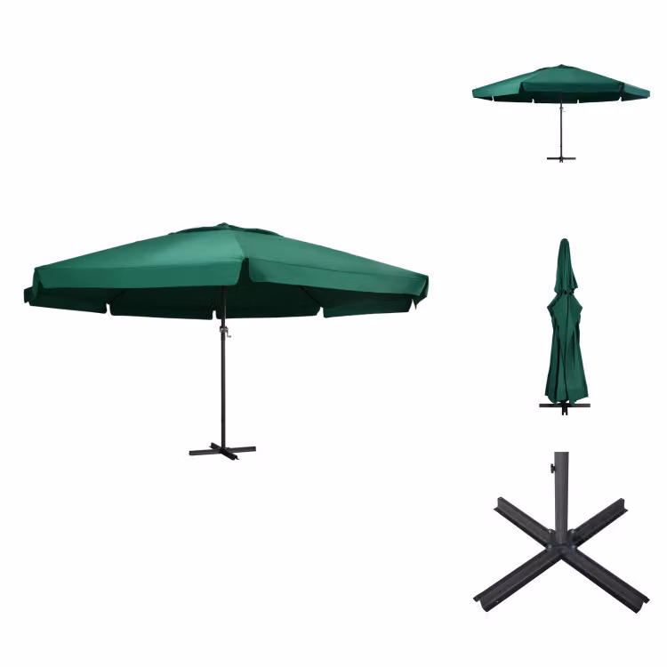 vidaXL Ombrellone con asta in alluminio 600 cm verde - Ombrelloni e tende da sole