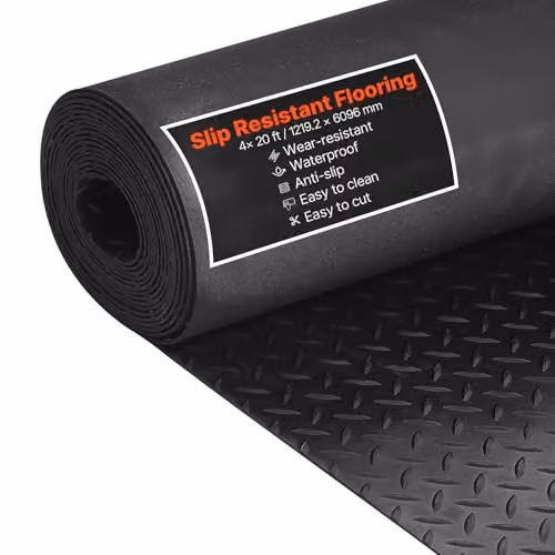 VEVOR Tappeto Rivestimento da Pavimento 1,22 x 6,1 m, Tappetino Protettivo per Pavimento in Gomma Diamantata Spessa 3 mm, Antiscivolo, Resistente all'Usura, Impermeabile, per Magazzini