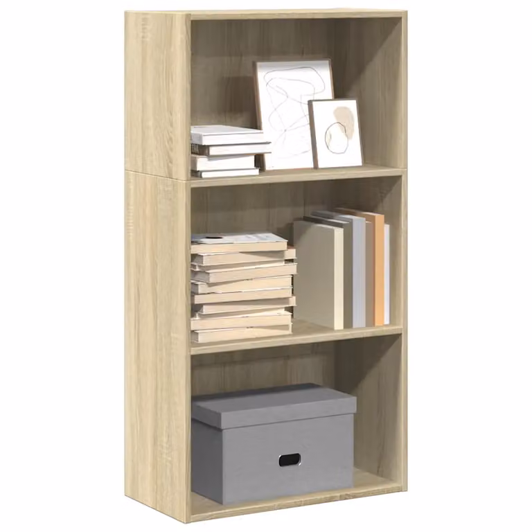 Libreria moderna vidaXL in legno MDF color rovere, con pannello posteriore, da appendere a parete, L 60 cm x P 30 cm x H 114 cm