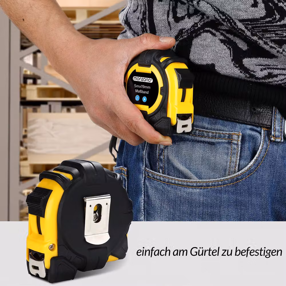 Metro a nastro Monzana in acciaio inossidabile, giallo e multicolore, Lunghezza: 5 m, Larghezza: 19 mm – 4