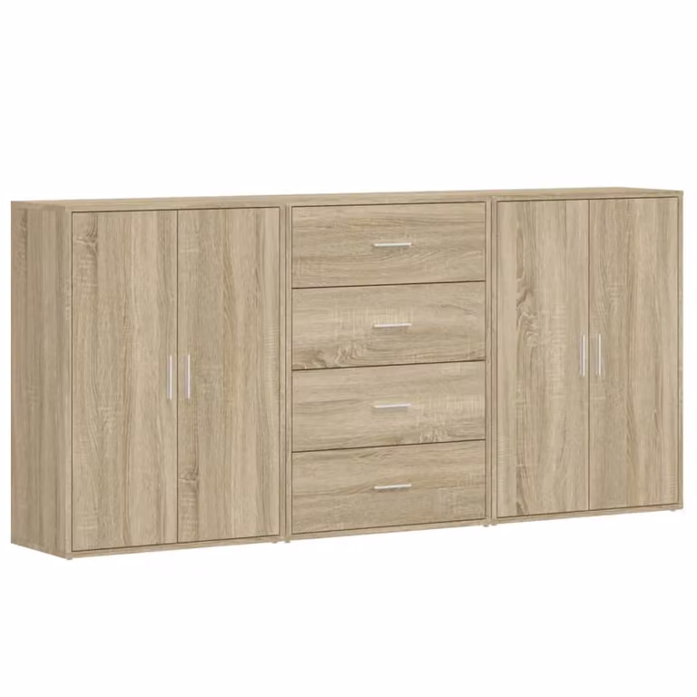 Credenze 3 pz Rovere Sonoma 60x31x84 cm in Legno Multistrato