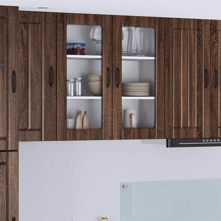 Mobile da parete LUCCA vidaXL in legno e vetro, Rovere Marrone, L 80 x P 31 x H 80 cm