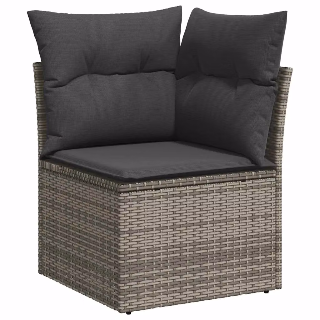 Set Divano da Giardino vidaXL 9 Pezzi a Forma di L Grigio con Cuscini e Tavolino