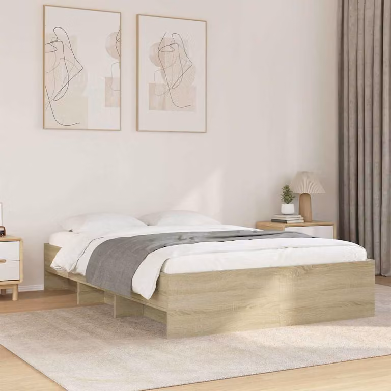 vidaXL Giroletto in Rovere Sonoma con Doghe in Legno, L/P: 120 x 200 cm