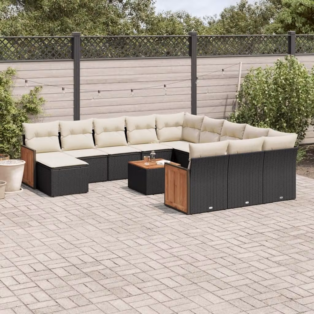 Maison Exclusive - Set Divani da Giardino 13pz con Cuscini Nero in Polyrattan