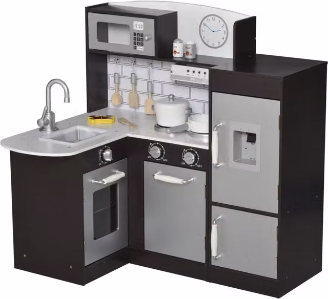 Cucina Giocattolo in Legno GIORDANOSHOP Nera e Argento L: 86 cm, P: 64 cm, H: 84,5 cm – 1