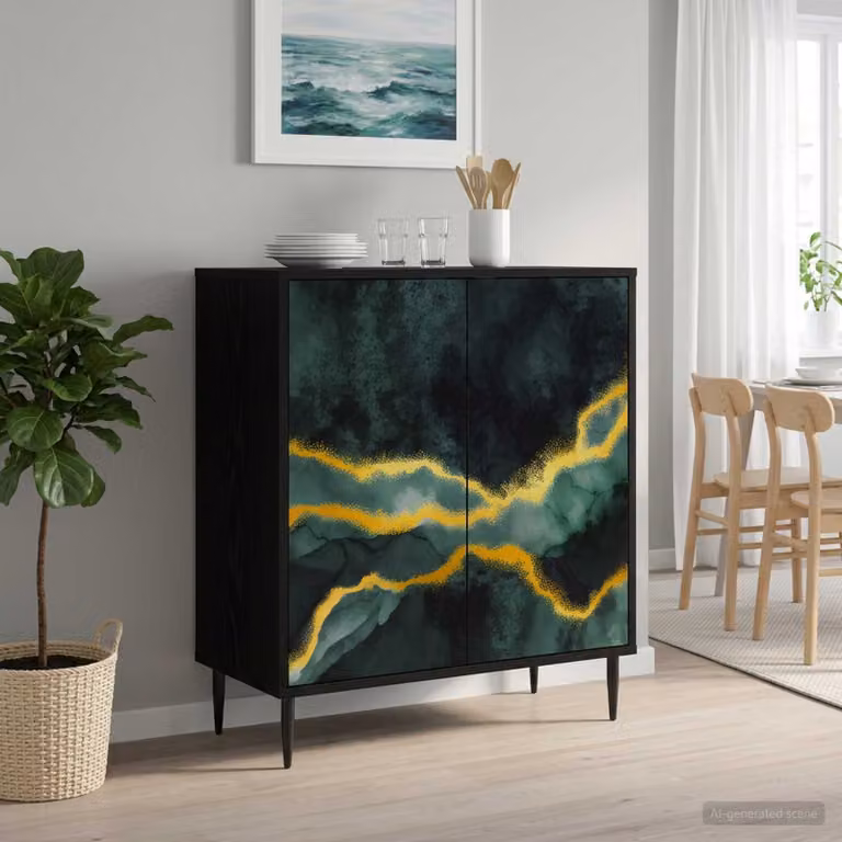 Credenza moderna vidaXL WIJHE in legno ingegnerizzato nero, L: 69 cm, P: 33 cm, H: 76 cm