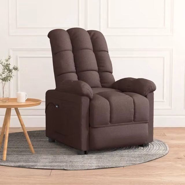 Poltrona Elettrica Reclinabile Marrone Scuro in Tessuto 3073753