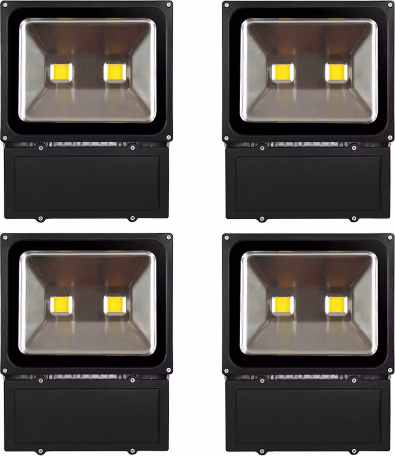 4 pezzi di proiettori LED da 100 W per esterni, Greenmigo, luce bianca calda, impermeabili IP65, illuminazione di sicurezza super luminosa per giardino, cortile, magazzino, piazza, cartellone pubblicitario