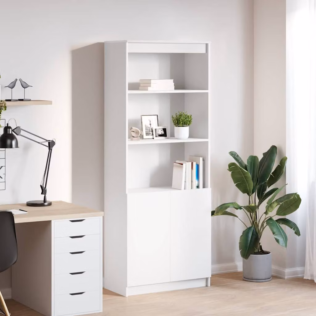 Credenza moderna vidaXL bianca con ante a battente in legno e MDF, sospesa, L 70 cm x P 35 cm x H 180 cm