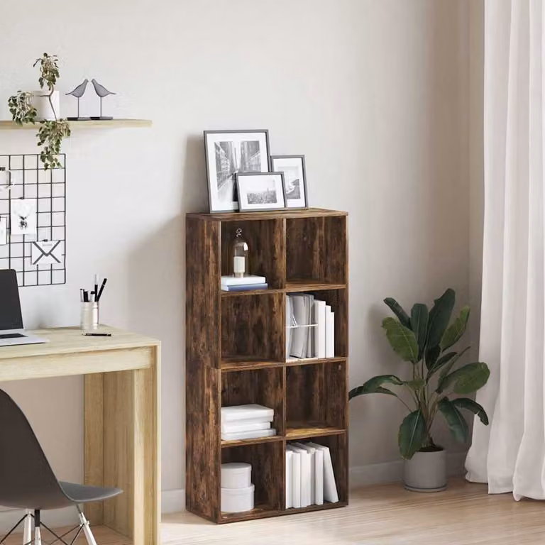 Libreria/Credenza vidaXL in Legno Multistrato e MDF, Colore Rovere Fumo, L: 66 cm, P: 30 cm, H: 130 cm