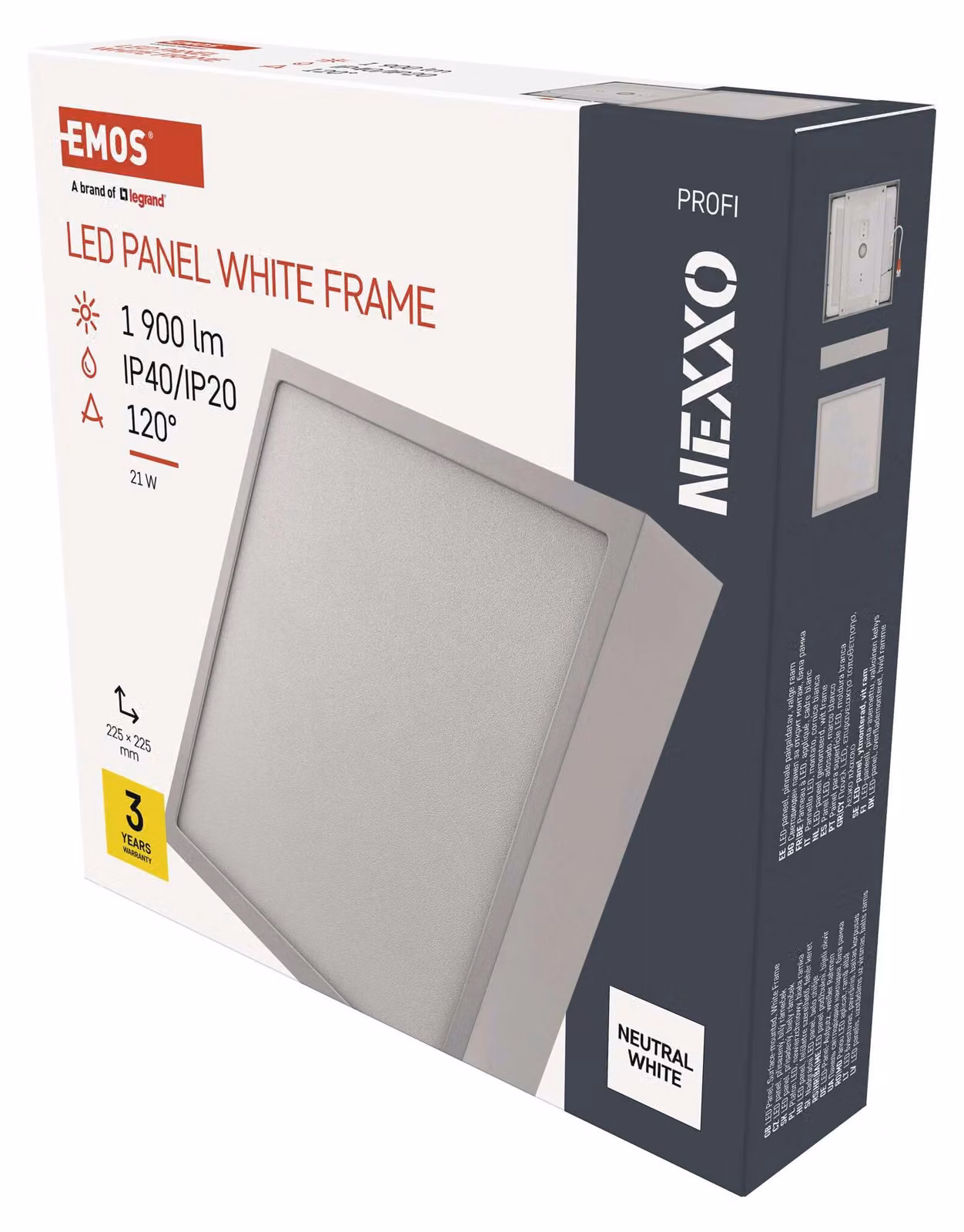 EMOS Apparecchio LED NEXXO, quadrato, bianco, 21W, bianco neutro, ZM6145