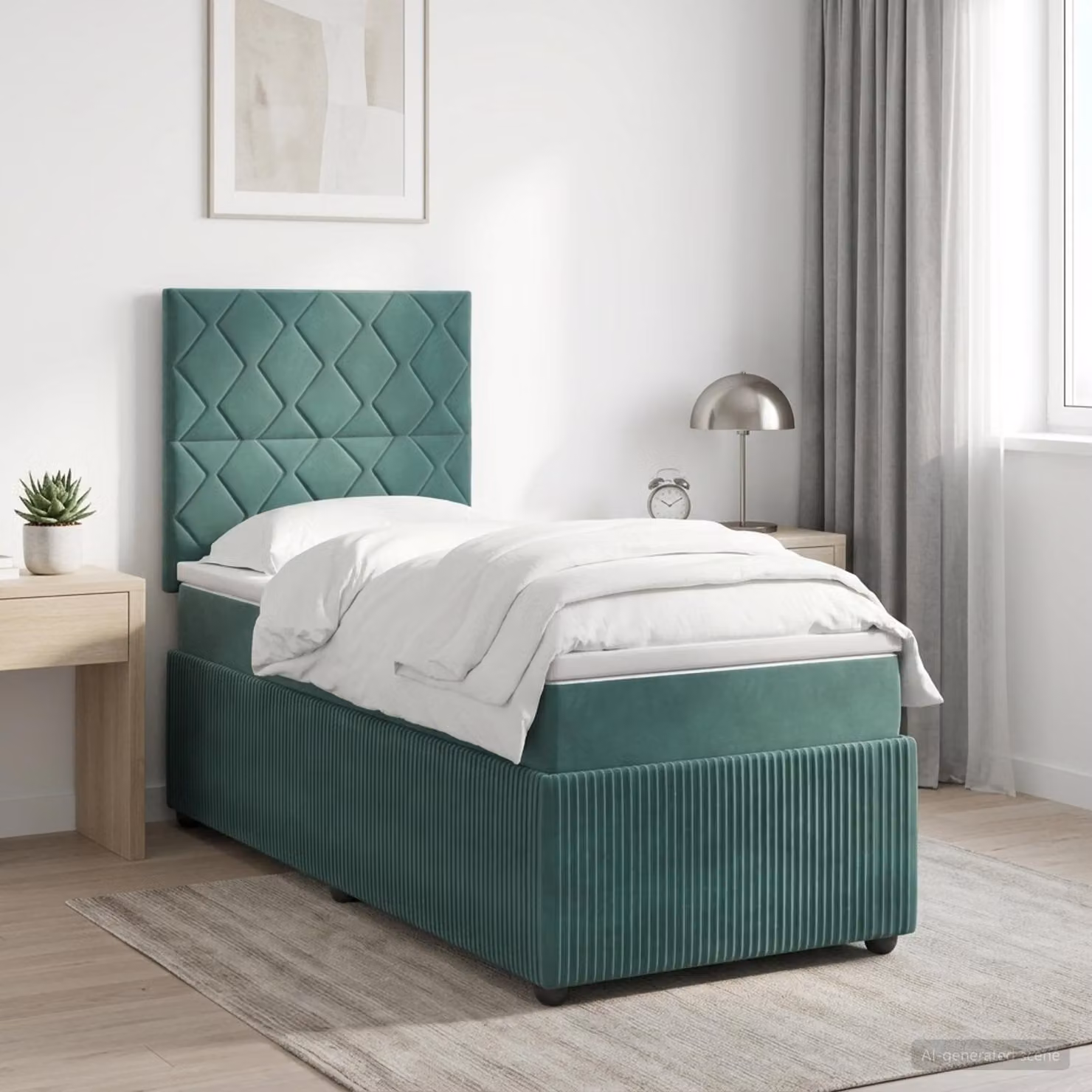 Letto Box Spring Hybrid vidaXL in Velluto Verde Scuro con Materasso e Illuminazione LED, Porta USB e Base a Sollevamento, L/P: 100 x 200 cm